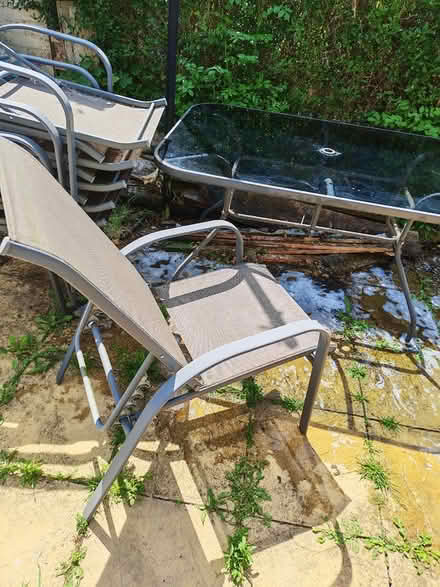 Photo of free Large glass garden table and 6 (MK2 2nf) #4