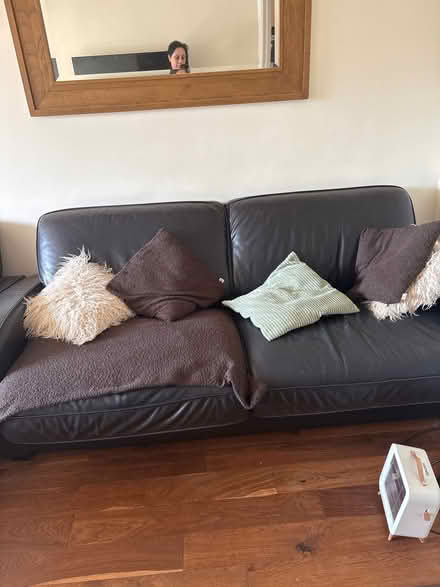Photo of free Brown sofa chair, 3 seater and footstool (Micklefield HP13) #4