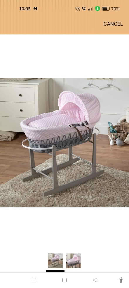 Photo of free Pink and grey moses basket (The Inch EH16) #1