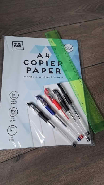 Photo of free A4 paper, 5 pens & neon ruler (S41. Chesterfield) #1