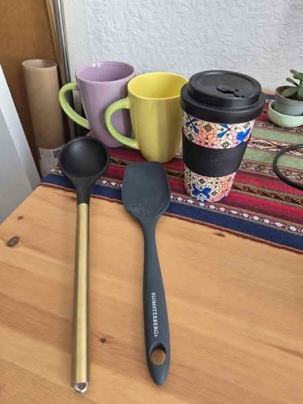 Photo of free 2 mugs, 1 takeaway cup, 2 utensils (Preston Park area BN1) #1