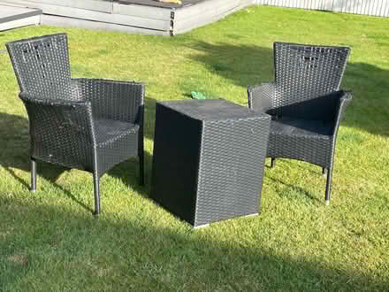 Photo of free 2 rattan chairs and table (Windlesham Surrey GU20) #1