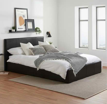 Photo of free King size black leather oatamon bed with mattress (Bournville B30) #1