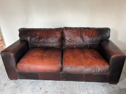 Photo of free Large leather sofa (Romsey SO51) #1