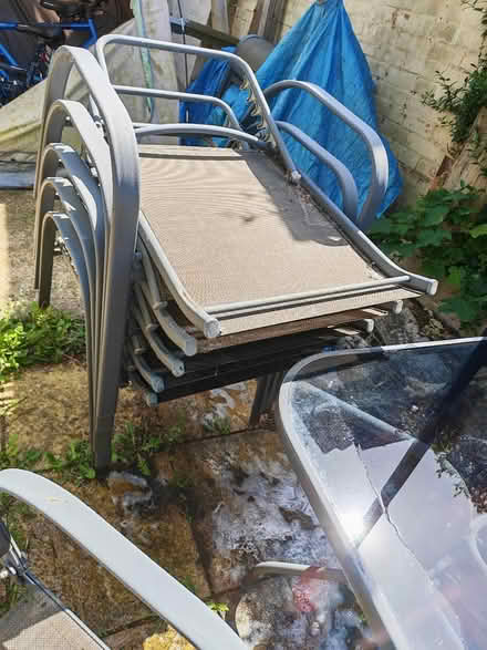 Photo of free Large glass garden table and 6 (MK2 2nf) #3