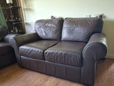 Photo of free Brown leather sofa and chair (Brownsover CV21) #2