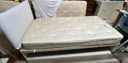 Photo of free John Lewis single bed with pullout, upholstered head board (North Kensington W10) #1