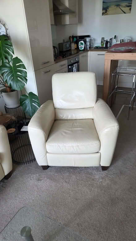 Photo of free Leather 2 seater, a leather reclyner and a glass table (Horley RH6) #2