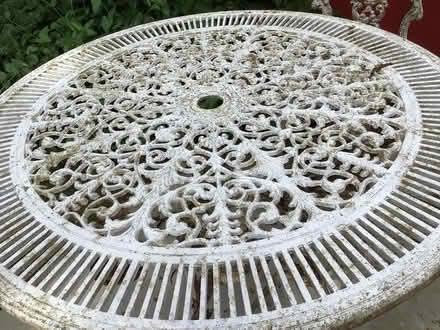 Photo of free Cast iron table and 2 chairs (EX3 topsham) #2