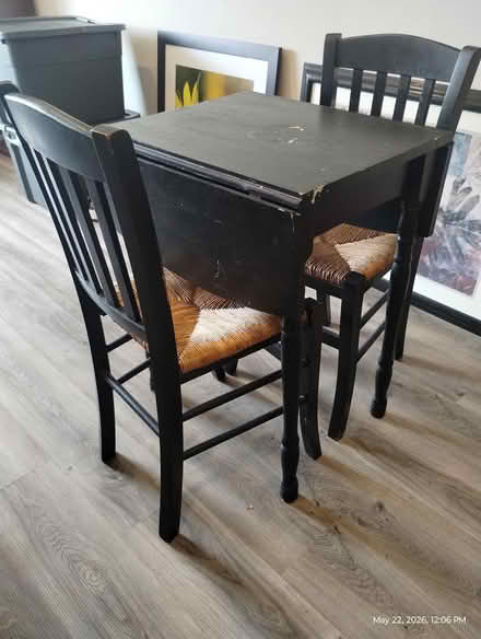 Photo of free Black bistro table /2 chairs (19124) #1
