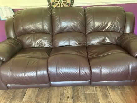 Photo of free Brown leather recliner sofa (DY3 gornal) #2