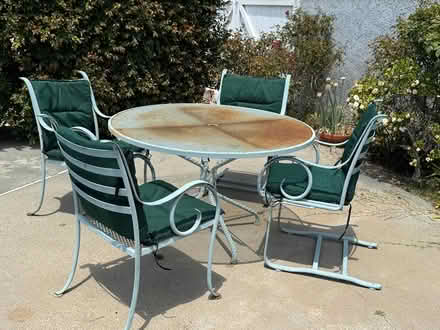 Photo of free Table & Chairs Patio Set w/Cushions (Fountain Vly, Heil & Bushard) #1