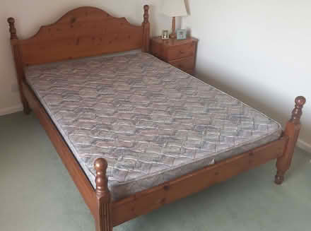 Photo of free Dark Pine Double Bed and Clean, Quality Mattress (Far Green GL11) #1