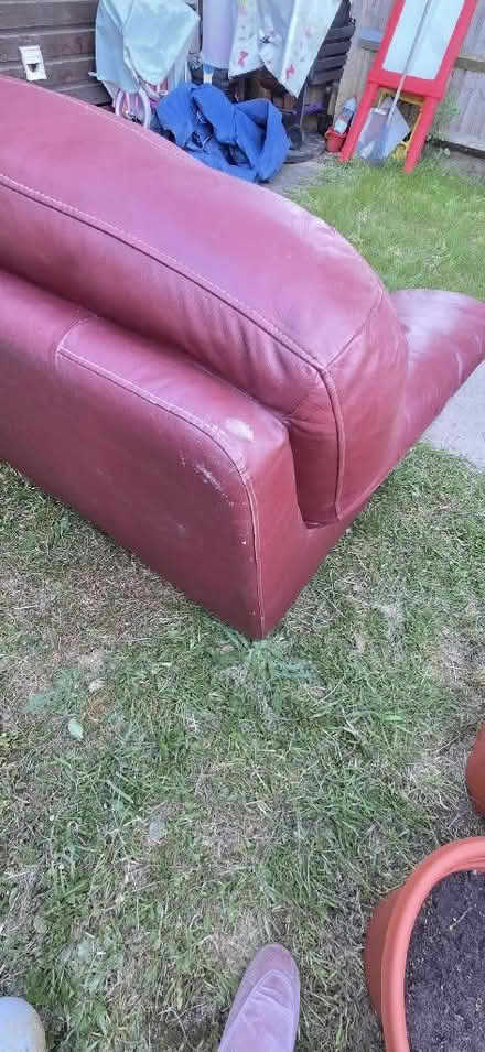 Photo of free Red Leather Sofa (Goldsworth Park GU21) #4
