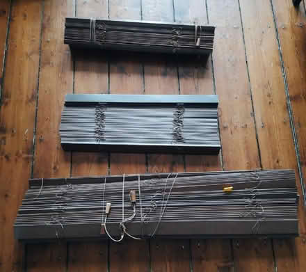 Photo of free Set of three brown Venetian blinds (Woodlands G4) #1