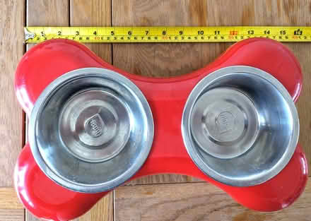 Photo of free Red plastic and stainless steel dog bowl set (Macclesfield SK11) #3