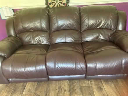 Photo of free Brown leather recliner sofa (DY3 gornal) #1