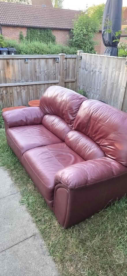 Photo of free Red Leather Sofa (Goldsworth Park GU21) #2