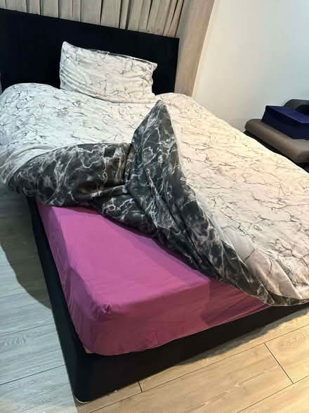Photo of free Double Bed Frame + Mattress + Bedding (Castlefield M5) #1