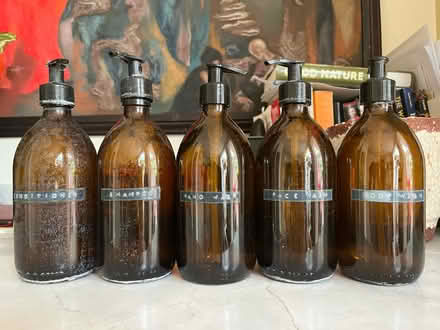 Photo of free 5 Amber pump bottles (NW10) #1