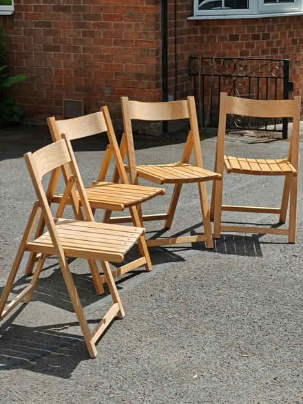 Photo of free Wooden folding flat chairs x4 (Harrogate HG2) #1