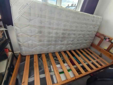 Photo of free Single bed frame plus clean matress (Loughborough LE11) #1