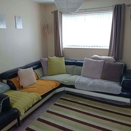 Photo of free Black leather sofa, good condition (Hildebrand Barracks HG3) #2