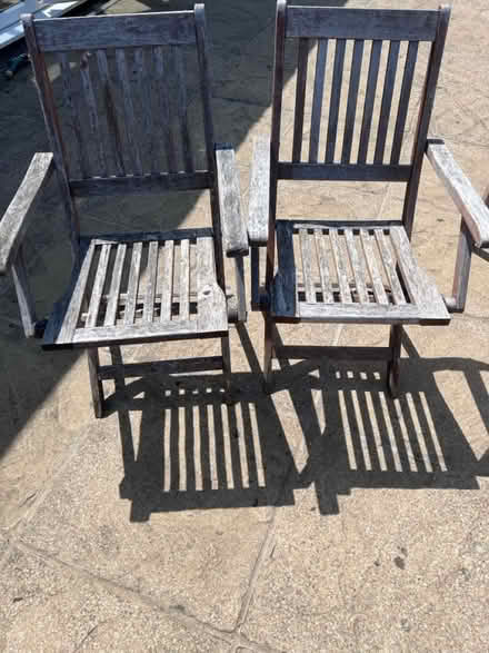 Photo of free Two Wooden garden chairs (St Albans AL3) #1