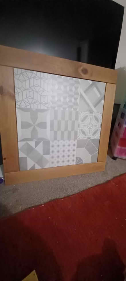 Photo of free Wood/Tile table and 2 chairs (M32) #2