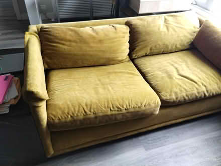 Photo of free Mustard Yellow Velvet Couch (19124) #1