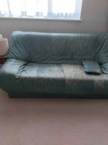 Photo of free Green leather sofa suite (Stanmore HA7) #3