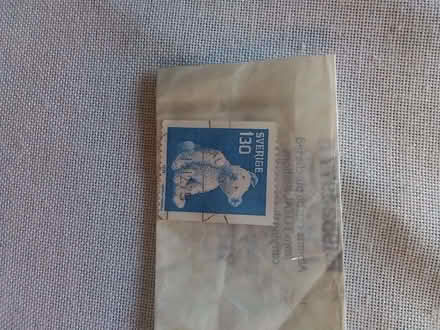 Photo of free Swedish teddy-bear postage stamp, postmarked 1975. (Fords Farm RG31) #1