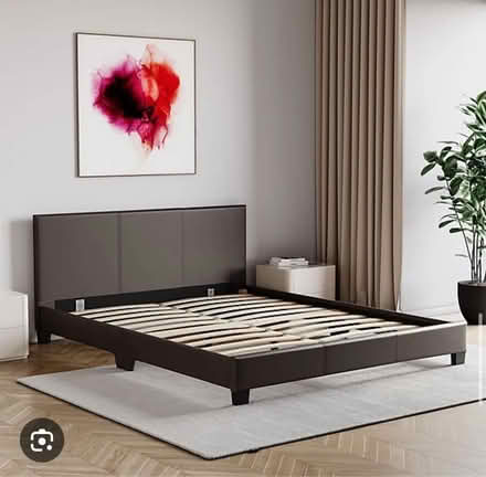 Photo of free Double brown bed frame + mattress (BR7) #1
