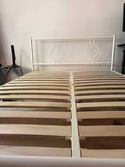 Photo of free Solid metal double bed frame cream (W13) #1