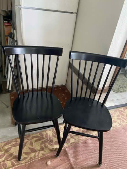 Photo of free 2 enamel black chairs (1304 Sanderson road) #1
