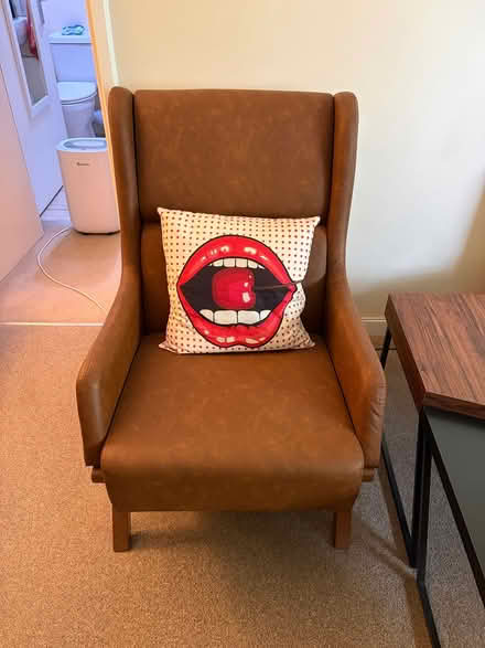 Photo of free PU leather brown armchair (W13) #1