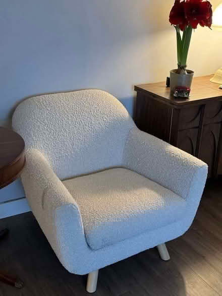 Photo of free Cozy White Teddy Bouclé Accent Chair – Good Condition (Padgate WA1) #2