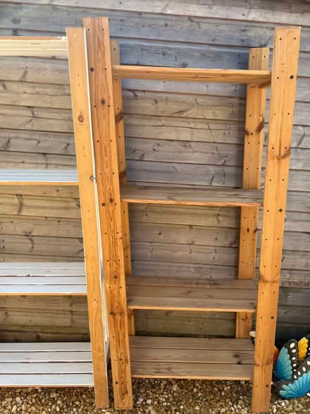 Photo of free Tall wooden shelves (Cwmbran NP44) #2