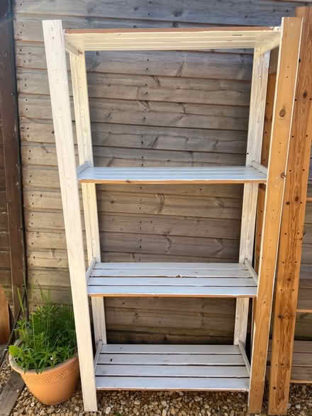 Photo of free Tall wooden shelves (Cwmbran NP44) #1