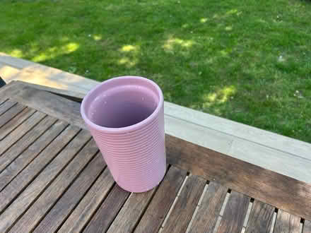 Photo of free 1 tall pink ceramic planter (Wimbledon Park SW19) #2