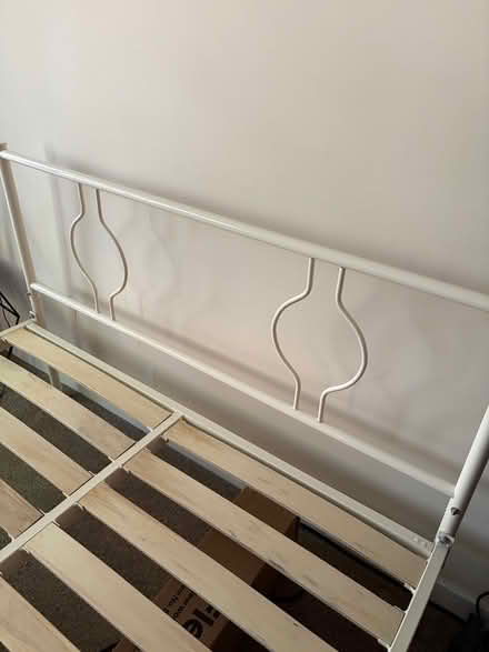 Photo of free Solid metal double bed frame cream (W13) #2