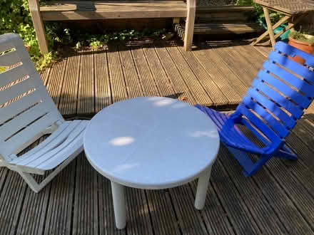 Photo of free Two low camping/childrens’ chairs + table (Pannal HG2) #1