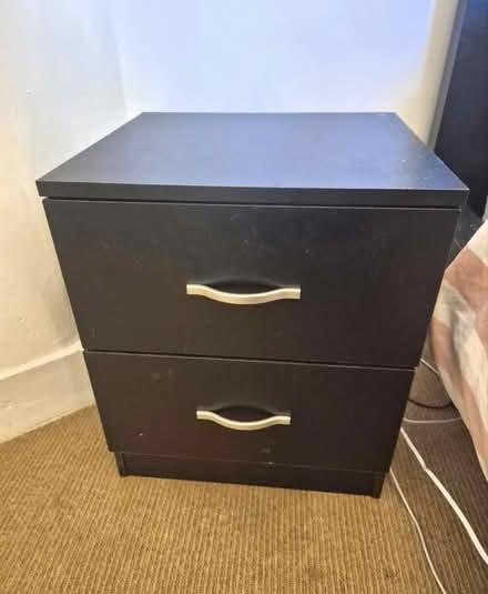Photo of free Black 2 drawer bedside table (SW4) #1