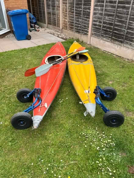 Photo of free 2 Kayaks with oars and trolleys (Fradley Park WS13) #1