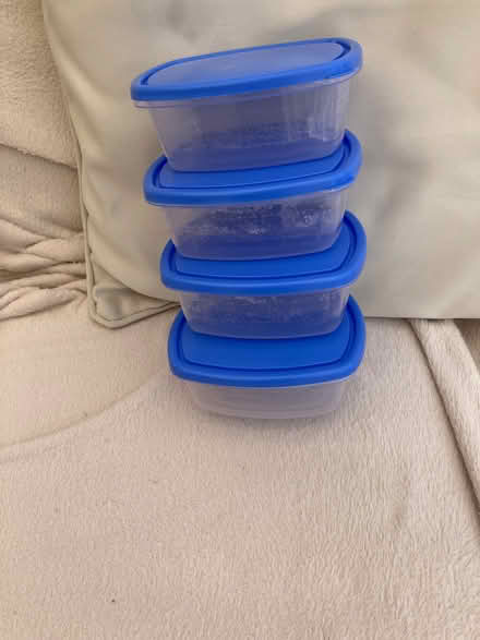 Photo of free Four small blue lid food containers (Rothley LE7) #1