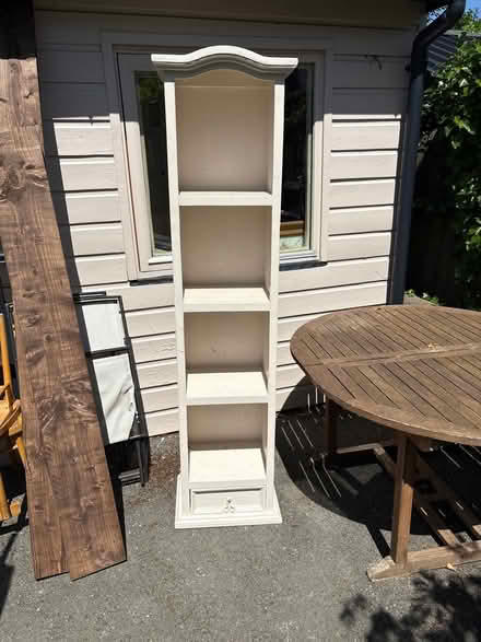 Photo of free Tall wood painted shelves (Kilmacud Co Dublin.) #1