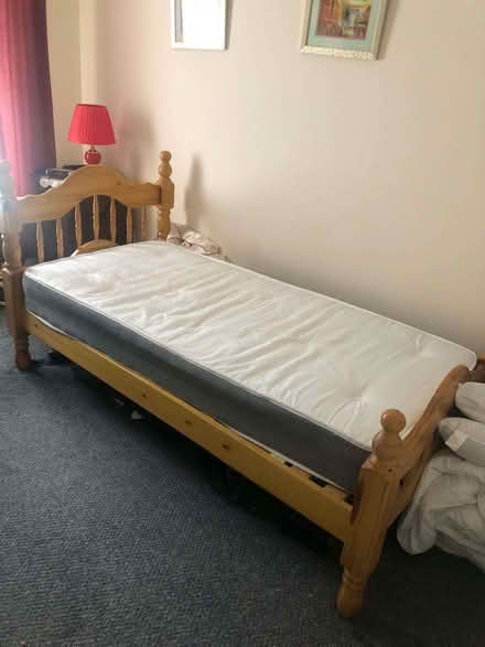 Photo of free Wooden frame single bed with mattress (Selhurst CR0) #1