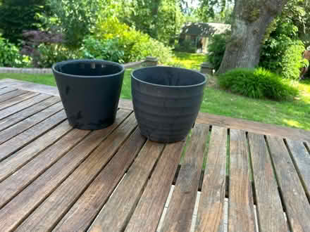 Photo of free 2 black ceramic planters (Wimbledon Park SW19) #1