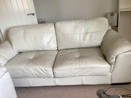 Photo of free Cream leather sofa (Cheltenham) #1