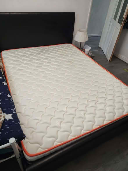 Photo of free King size bed frame and mattress (Daimler Green CV6) #1